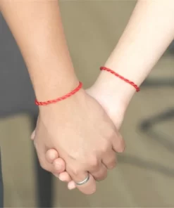 Bracelet porte bonheur couple cordon rouge